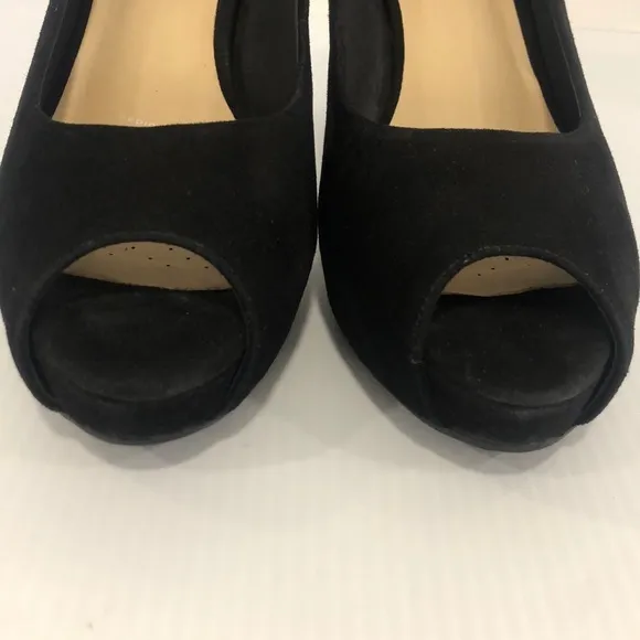 Rockport Black Suede Open Toe Heels Size 8.5