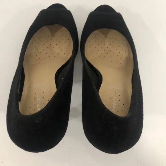 Rockport Black Suede Open Toe Heels Size 8.5