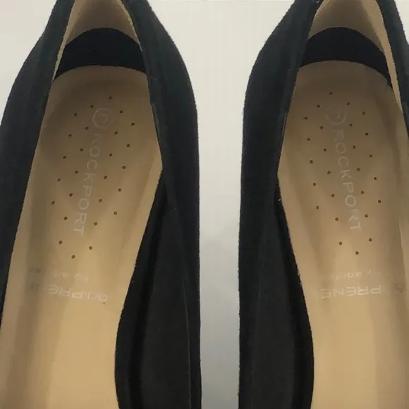 Rockport Black Suede Open Toe Heels Size 8.5