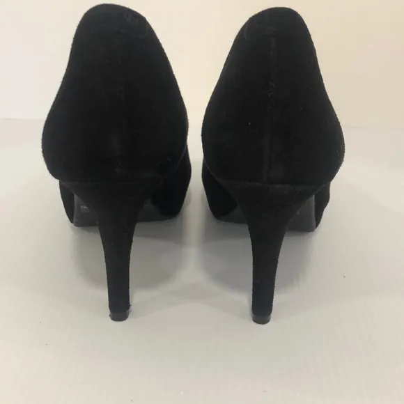 Rockport Black Suede Open Toe Heels Size 8.5