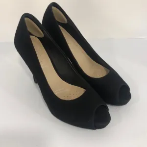 Rockport Black Suede Open Toe Heels Size 8.5