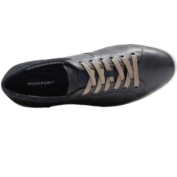 Rockport Men's Colle Tie Leather Cushion Sneaker Deep Gray 7.5 Wide NEW