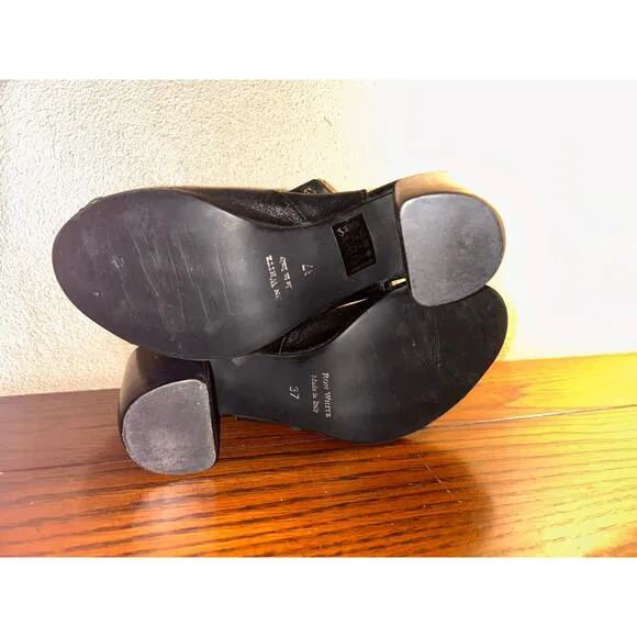Ron White Edgy Goth Down Town Black Leather Grommets Open Toe Slingback Heels