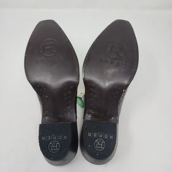 Roper Mules Womens 8 Brown Mary Leather Western Cowgirl Clogs Slip On Snip Toe
