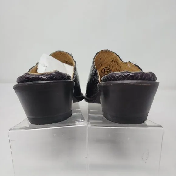 Roper Mules Womens 8 Brown Mary Leather Western Cowgirl Clogs Slip On Snip Toe