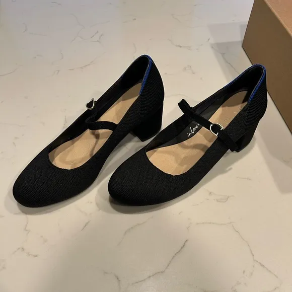 Rothy's Black Heels Classic Mary Jane Style