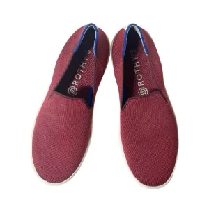 Rothy’s Classic Slip On Sneaker Garnet Red Maroon Sz 6 Blue/White Stripe Canvas
