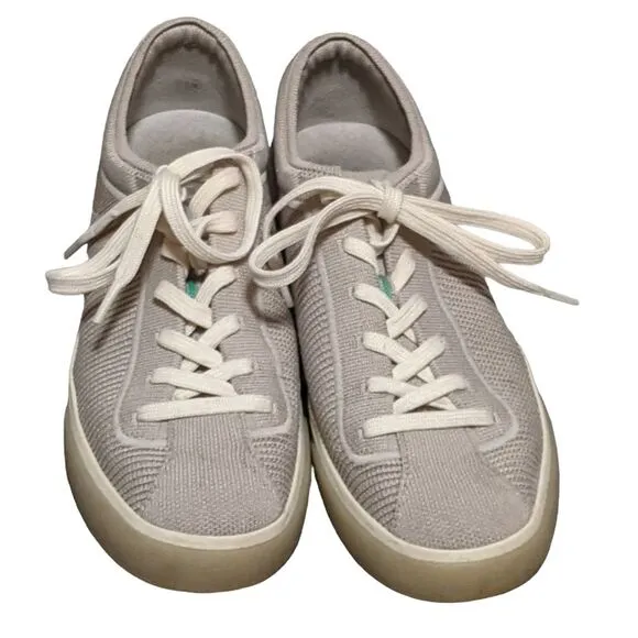 Rothy's Grid gray lace up sneaker padded ankle sporty comfort washable textile 9