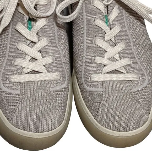 Rothy's Grid gray lace up sneaker padded ankle sporty comfort washable textile 9