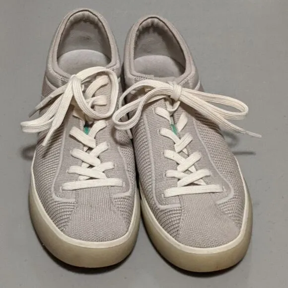 Rothy's Grid gray lace up sneaker padded ankle sporty comfort washable textile 9
