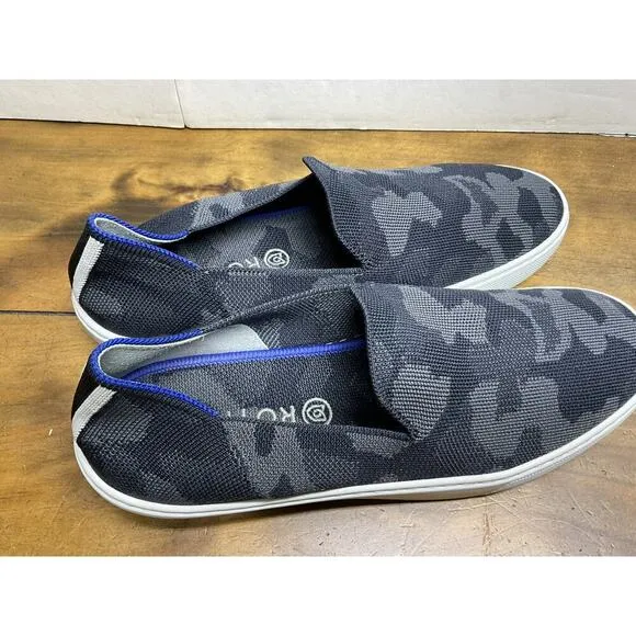 Rothy’s Original Slip On Sneakers Shoes Black Camouflage Women's Size 9.5