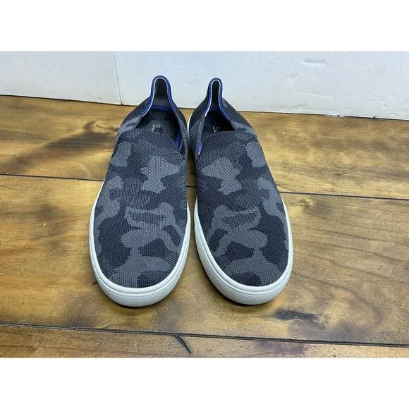 Rothy’s Original Slip On Sneakers Shoes Black Camouflage Women's Size 9.5