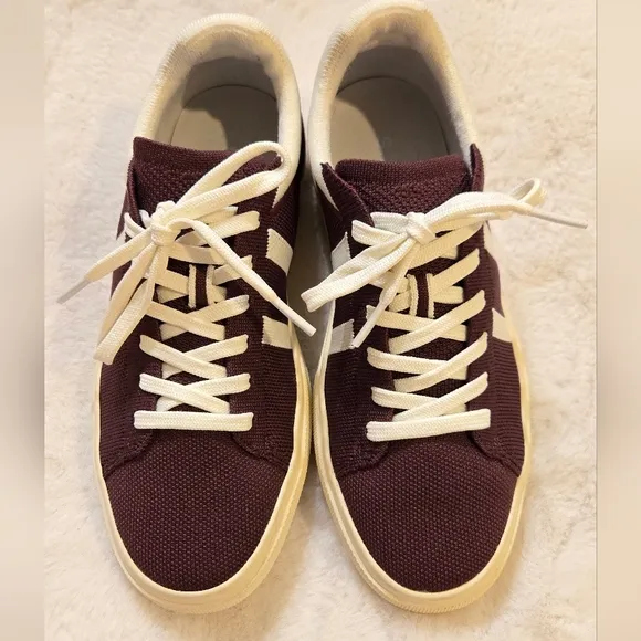 Rothy's The RS02 Lace Up Sneakers Burgundy Blitz Men's 6.5 Women's 8 MSRP $149