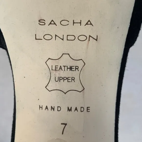 Sacha London Black Suede Open Toe Platform Block Heels Sz7