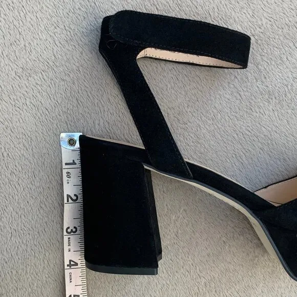 Sacha London Black Suede Open Toe Platform Block Heels Sz7