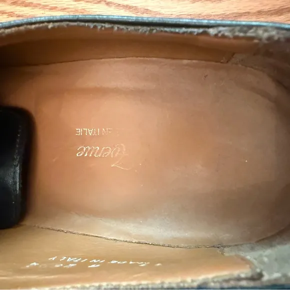 Saks Fifth Avenue / Vero Cuoio Black Leather Oxfords / Wood Sole Handmade