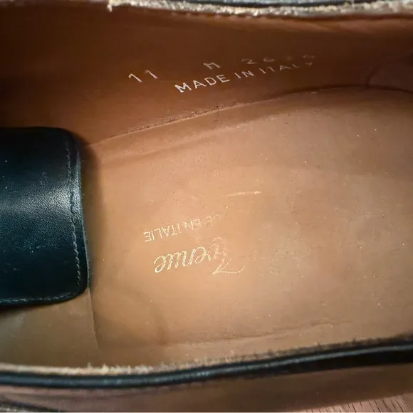 Saks Fifth Avenue / Vero Cuoio Black Leather Oxfords / Wood Sole Handmade