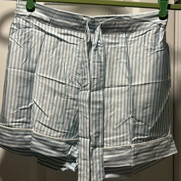 ⭐️SALE⭐️ 2PC ETTITUDE SATEEN STRIPED PJ SET / Shorts &amp; S/S Shirt S