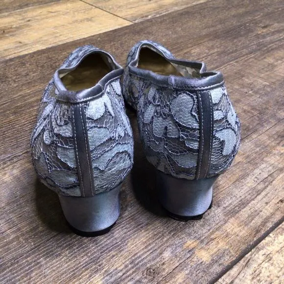 *Sale* Vintage Yves Saint Laurent Blue Lace Heels Size 7.5