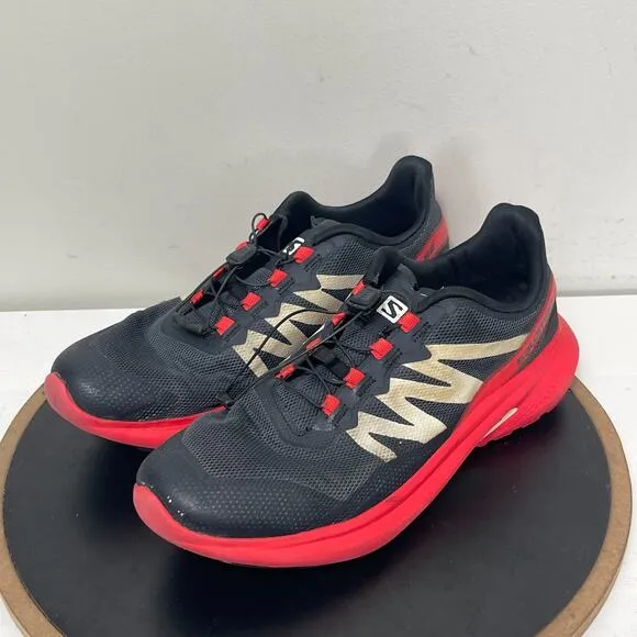 Salomon Running Shoes Men Size 11.5 Black Red Quicklace Lightweight 411052