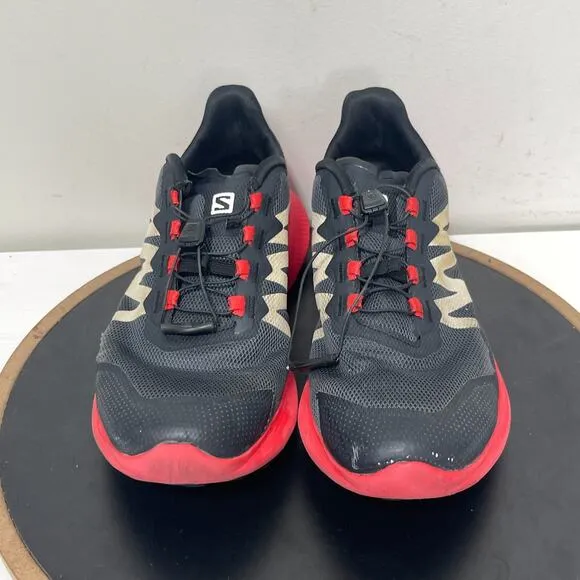 Salomon Running Shoes Men Size 11.5 Black Red Quicklace Lightweight 411052