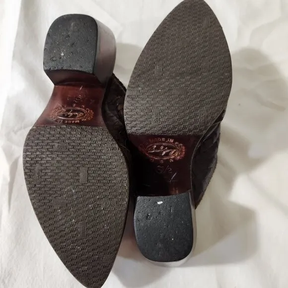 Salpy Women's Brown Size 6.5 USA Handmade Leather Pointed Toe Mules Clogs Casual