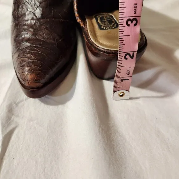 Salpy Women's Brown Size 6.5 USA Handmade Leather Pointed Toe Mules Clogs Casual