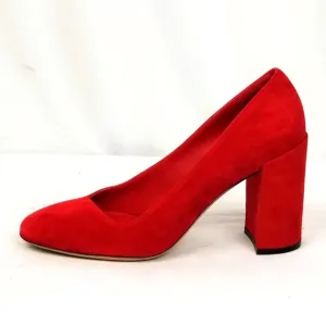 Salvatore Ferragamo  Arrezo Red Suede Block Heel Pumps 8