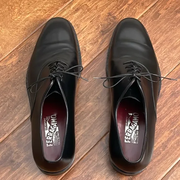 Salvatore Ferragamo Black Leather Lace Up Oxfords size 11