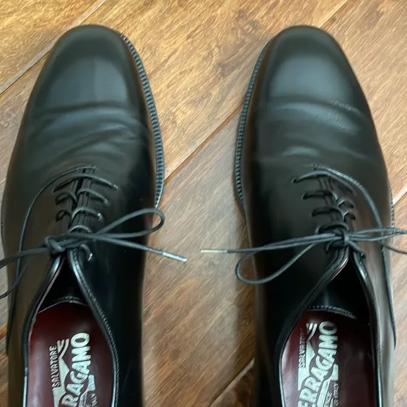 Salvatore Ferragamo Black Leather Lace Up Oxfords size 11