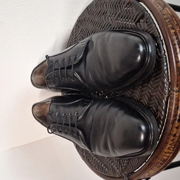 Salvatore Ferragamo Black Pebble Leather Casual Lace Up Oxfords Men Size 10
