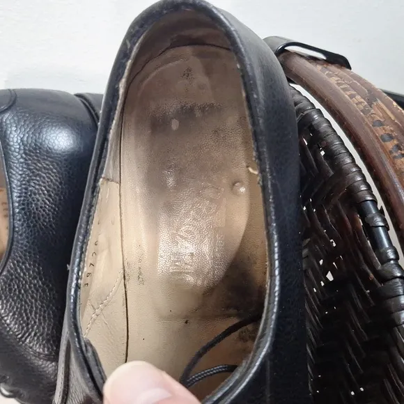 Salvatore Ferragamo Black Pebble Leather Casual Lace Up Oxfords Men Size 10
