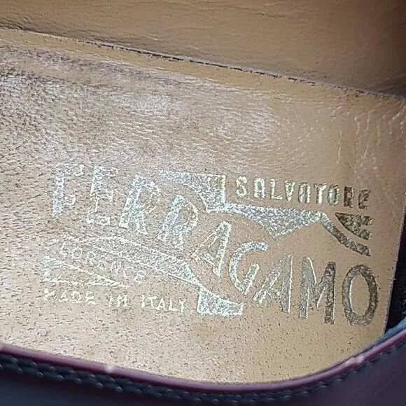 Salvatore Ferragamo Bordeaux Leather Lace Up Oxfords Shoes Men's Sz 12 D