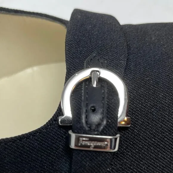 Salvatore Ferragamo Boutique Women’s Size 9AA Black Fabric Pump Stacked Heel