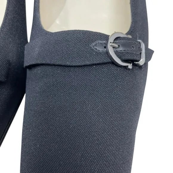 Salvatore Ferragamo Boutique Women’s Size 9AA Black Fabric Pump Stacked Heel