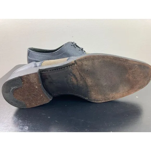 Salvatore Ferragamo Dark Gray &amp; Brown Leather Wing Tip Oxfords 9 1/2 EE
