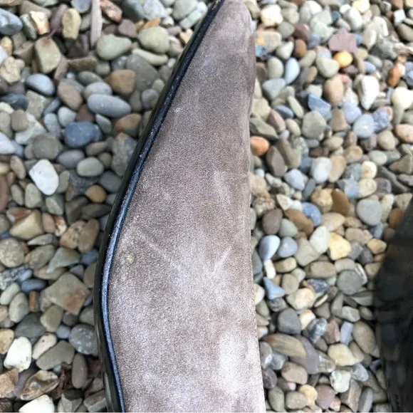 SALVATORE FERRAGAMO Florence Taupe Brown Suede Slip On PUMPS Block Heels 7 B‌‌