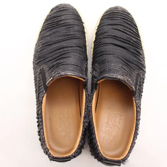 SALVATORE FERRAGAMO Loafer Sneaker Men's Size 10.5 D Black Canvas Slip on