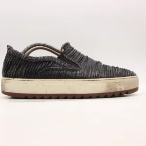 SALVATORE FERRAGAMO Loafer Sneaker Men's Size 10.5 D Black Canvas Slip on