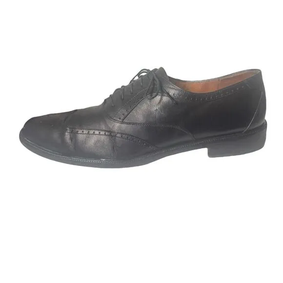 Salvatore Ferragamo Made in Italy Black Calfskin Leather Wingtips Oxfords 11D