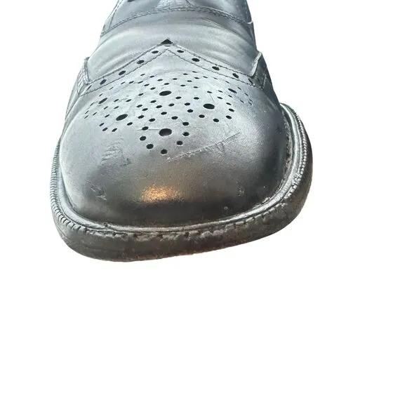 Salvatore Ferragamo Made in Italy Black Calfskin Leather Wingtips Oxfords 11D