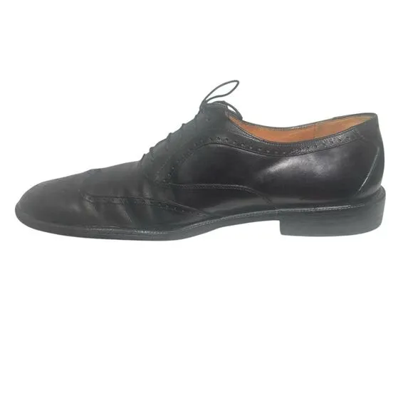 Salvatore Ferragamo Made in Italy Black Calfskin Leather Wingtips Oxfords 11D