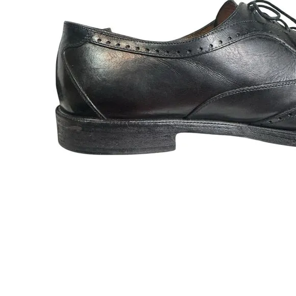 Salvatore Ferragamo Made in Italy Black Calfskin Leather Wingtips Oxfords 11D