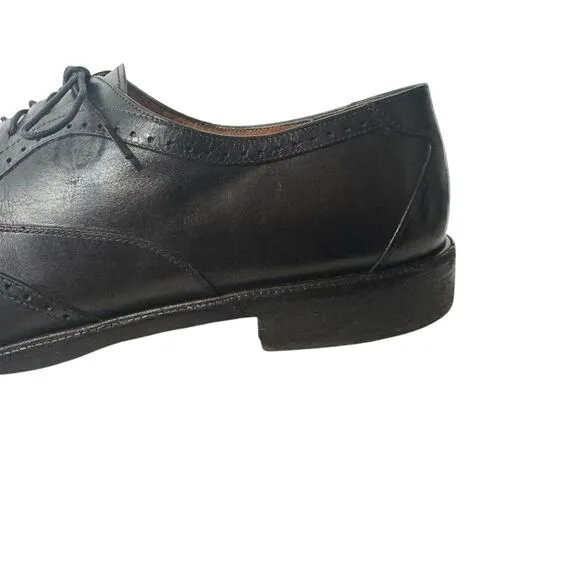 Salvatore Ferragamo Made in Italy Black Calfskin Leather Wingtips Oxfords 11D
