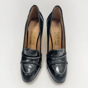 SALVATORE FERRAGAMO pumps oxfords heels gray black sz 9 fits 8.5 Vintage Retro