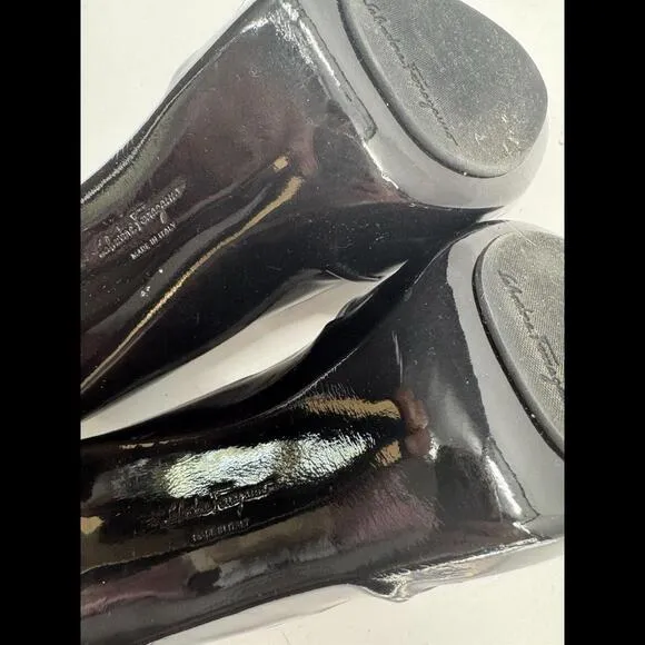 SALVATORE FERRAGAMO pumps oxfords heels gray black sz 9 fits 8.5 Vintage Retro