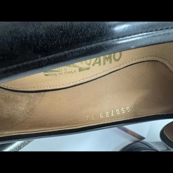 SALVATORE FERRAGAMO pumps oxfords heels gray black sz 9 fits 8.5 Vintage Retro