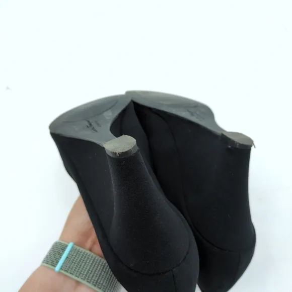Salvatore Ferragamo Racy Fabric Peep Toe Wedge Heels Black Size 5.5