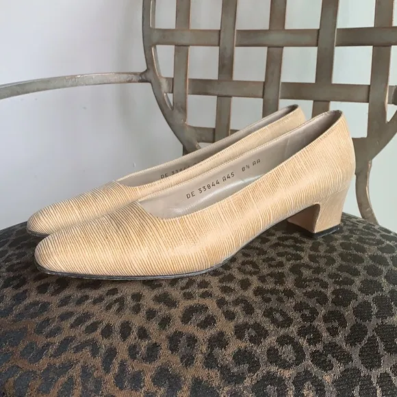 Salvatore Ferragamo Square Toe Stacked Block Heel Pumps