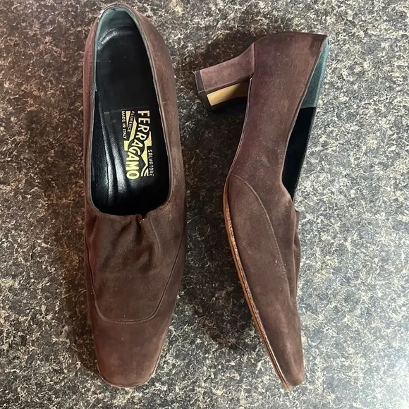 Salvatore Ferragamo Suede Block Heels